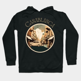 Casablanca Morocco Streetscape Art - Retro Vintage Travel Hoodie